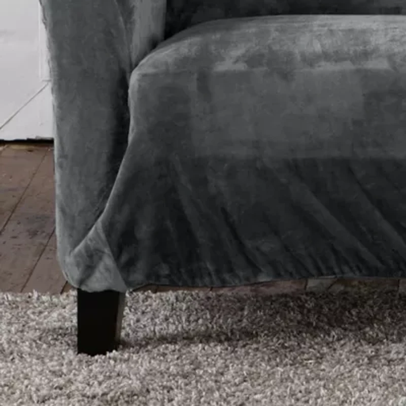 Linery Stretch Velvet-Plush Loveseat Slipcover