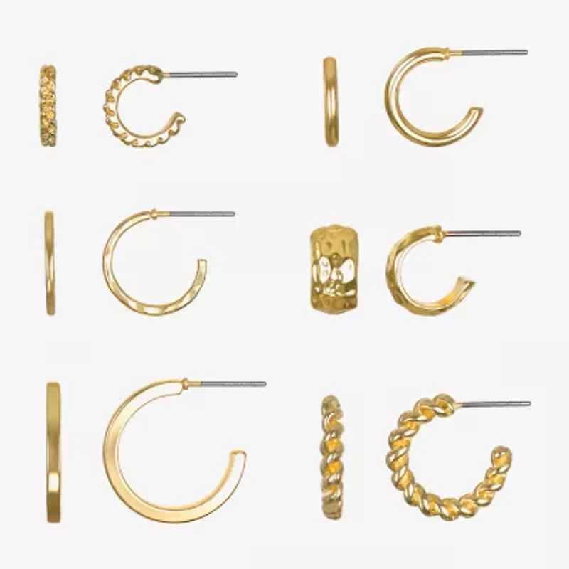 Bijoux Bar Delicates Gold Tone Womens 6 Pair Earring Set