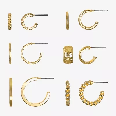 Bijoux Bar Delicates Gold Tone Womens 6 Pair Earring Set