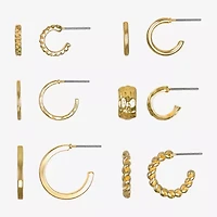 Bijoux Bar Delicates Gold Tone Womens 6 Pair Earring Set