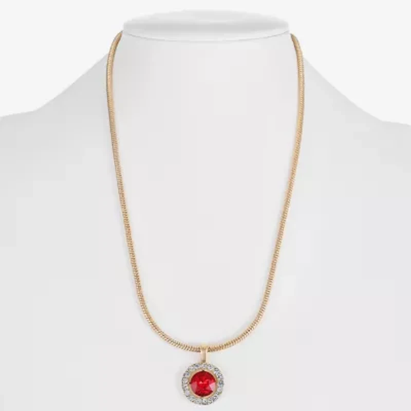 Monet Jewelry Womens Red Glass Round 17 Inch Pendant Necklace