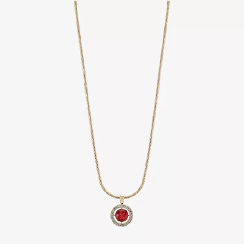 Monet Jewelry Womens Red Glass Round 17 Inch Pendant Necklace