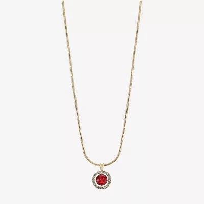 Monet Jewelry Womens Red Glass Round 17 Inch Pendant Necklace