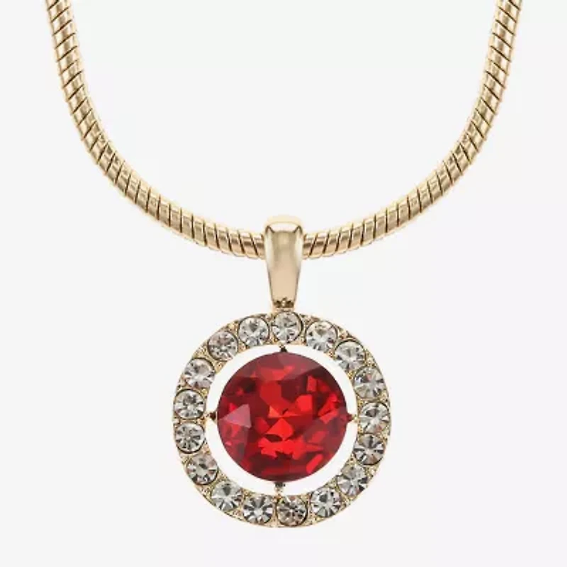 Monet Jewelry Womens Red Glass Round 17 Inch Pendant Necklace