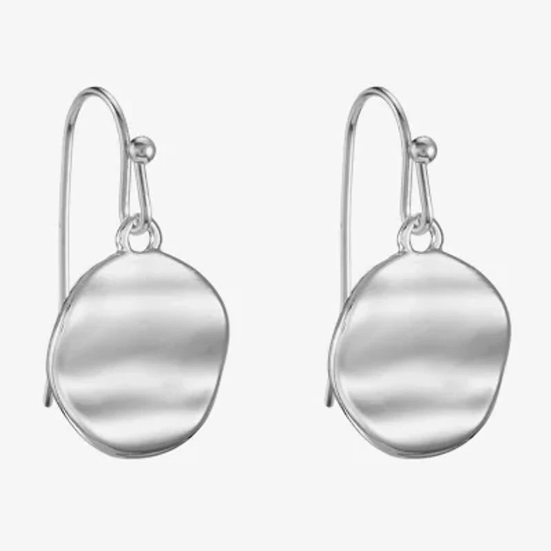 Liz Claiborne Hammered Womens Round Drop Earrings