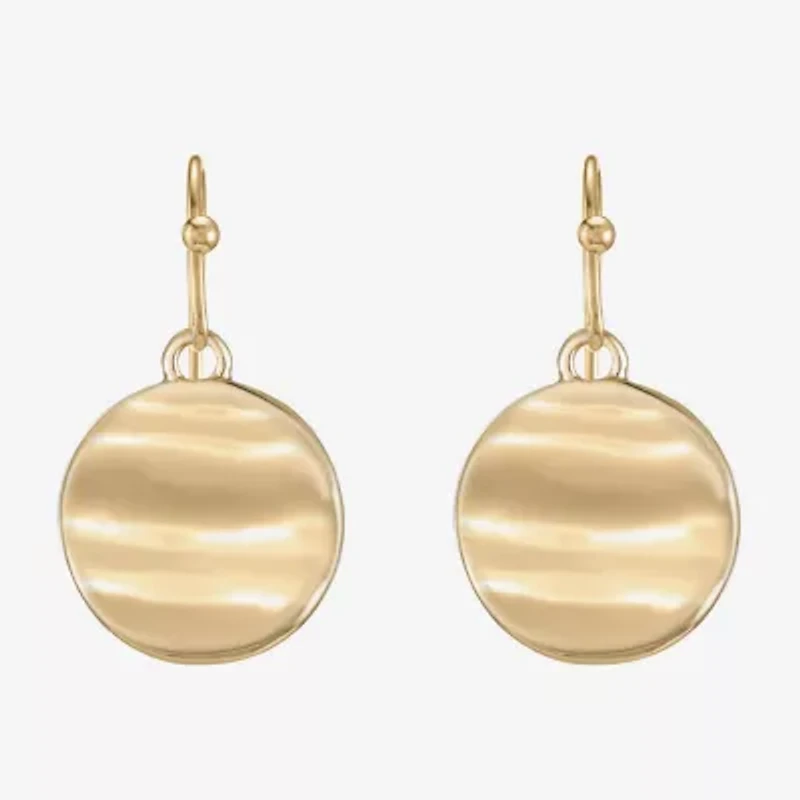 Liz Claiborne Hammered Womens Round Drop Earrings