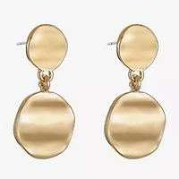Liz Claiborne Hammered Womens Round Hypoallergenic Drop Earrings