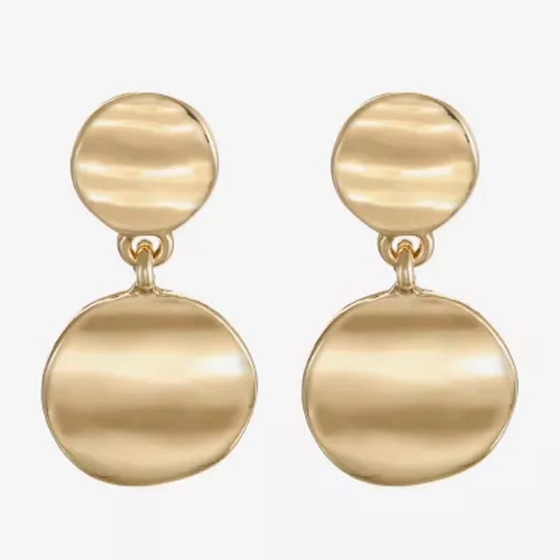 Liz Claiborne Hammered Womens Round Hypoallergenic Drop Earrings