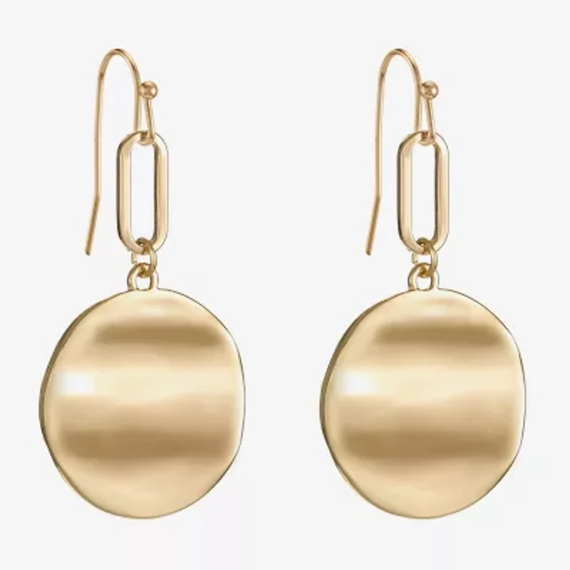 Liz Claiborne Hammered Womens Round Drop Earrings
