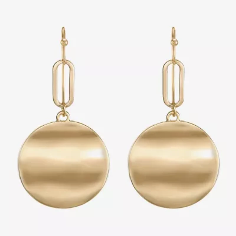 Liz Claiborne Hammered Womens Round Drop Earrings