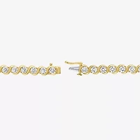 Womens Lab Created White Sapphire 14K Gold Over Silver 7.5 Inch Tennis Bracelet
