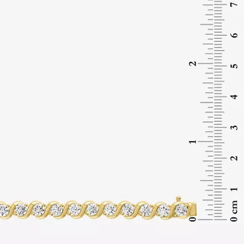 Womens Lab Created White Sapphire 14K Gold Over Silver 7.5 Inch Tennis Bracelet