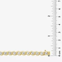 Womens Lab Created White Sapphire 14K Gold Over Silver 7.5 Inch Tennis Bracelet