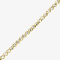 Womens Lab Created White Sapphire 14K Gold Over Silver 7.5 Inch Tennis Bracelet