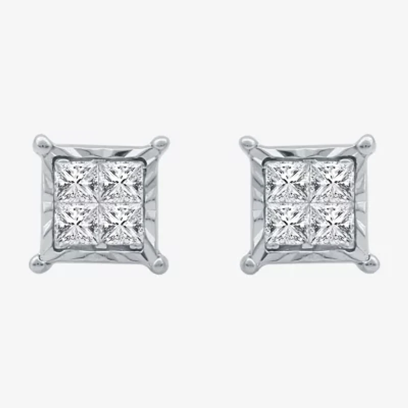1/3 CT. T.W. Natural White Diamond Sterling Silver 6.4mm Stud Earrings