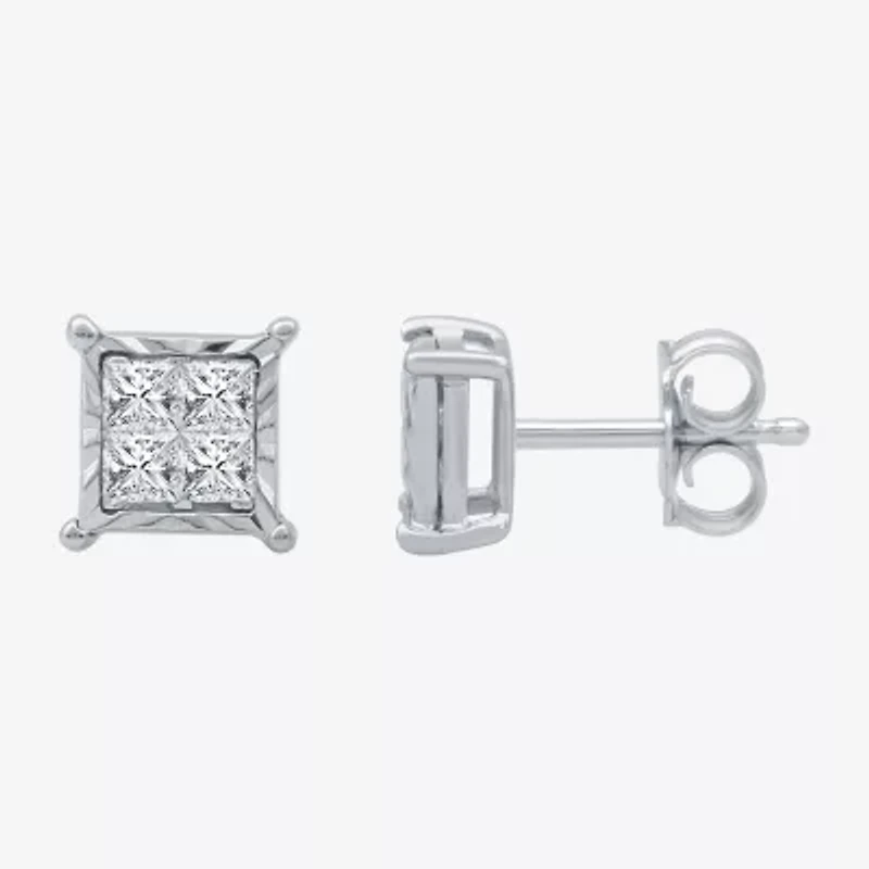 1/3 CT. T.W. Natural White Diamond Sterling Silver 6.4mm Stud Earrings