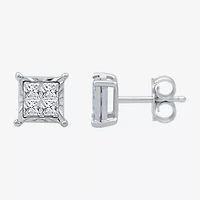 1/3 CT. T.W. Natural White Diamond Sterling Silver 6.4mm Stud Earrings