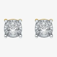 1/5 CT. Natural White Diamond 14K Gold Over Silver 5.6mm Round Stud Earrings