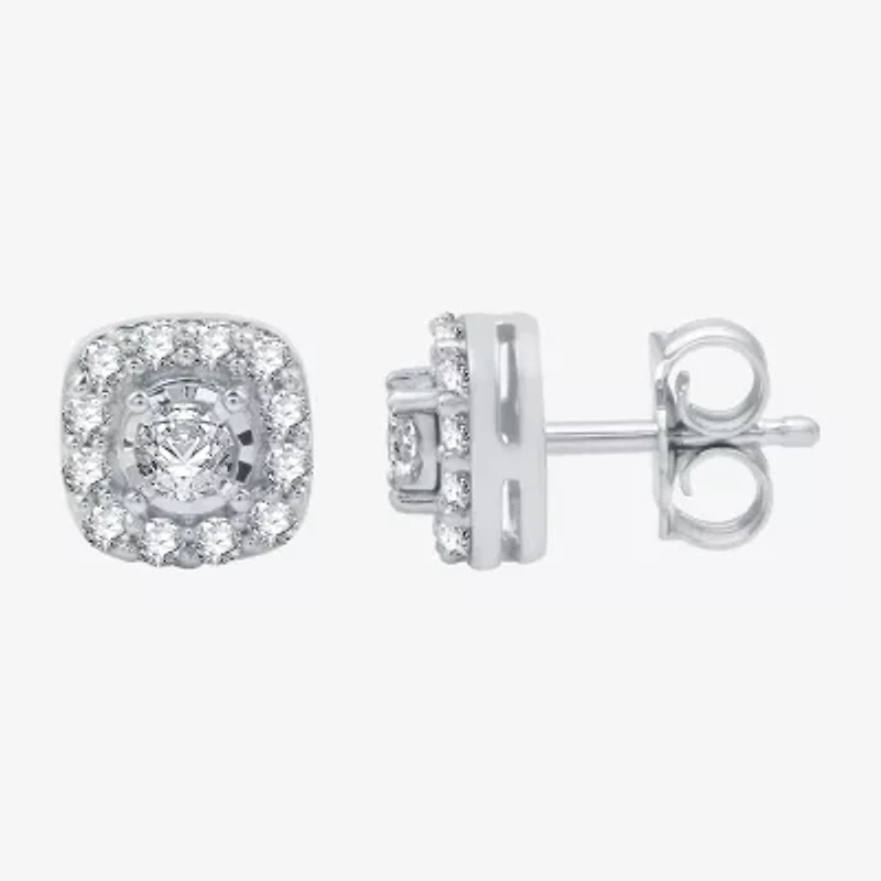 Ever Star (G / SI1-SI2) 3/8 CT. T.W. Lab Grown White Diamond 10K Gold 7mm Cushion Stud Earrings