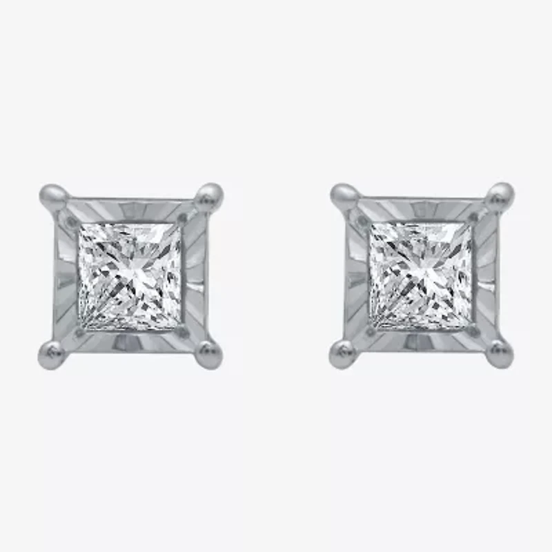 1/3 CT. T.W. Natural White Diamond 5.6mm Sterling Silver or 14K Gold over Silver Stud Earrings