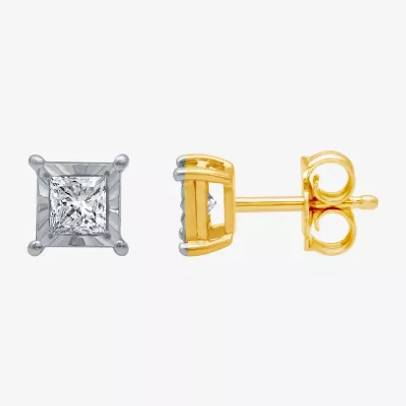1/3 CT. T.W. Natural White Diamond 5.6mm Sterling Silver or 14K Gold over Silver Stud Earrings