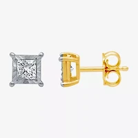 1/3 CT. T.W. Natural White Diamond 5.6mm Sterling Silver or 14K Gold over Silver Stud Earrings