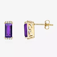 Genuine Semi Precious Stone Gold Over Silver 10mm Stud Earrings