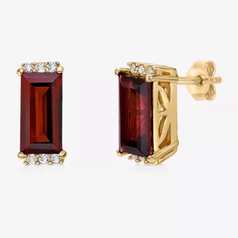 Genuine Semi Precious Stone Gold Over Silver 10mm Stud Earrings