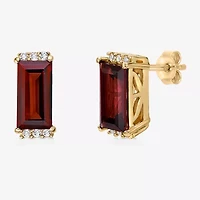 Genuine Semi Precious Stone Gold Over Silver 10mm Stud Earrings