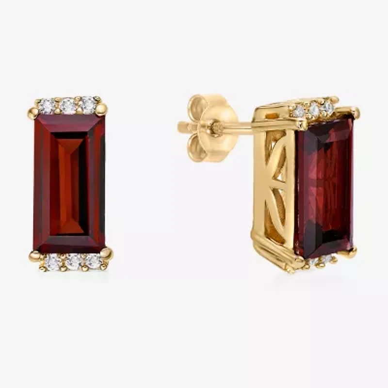 Genuine Semi Precious Stone Gold Over Silver 10mm Stud Earrings