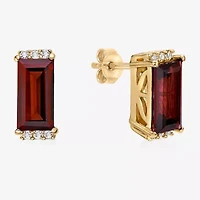 Genuine Semi Precious Stone Gold Over Silver 10mm Stud Earrings