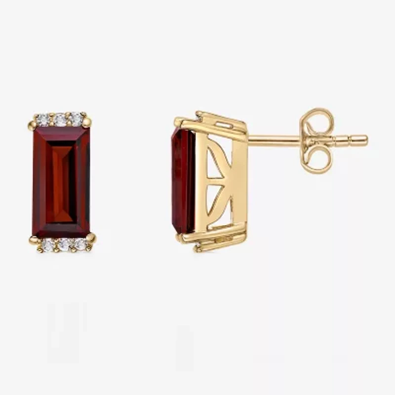 Genuine Semi Precious Stone Gold Over Silver 10mm Stud Earrings