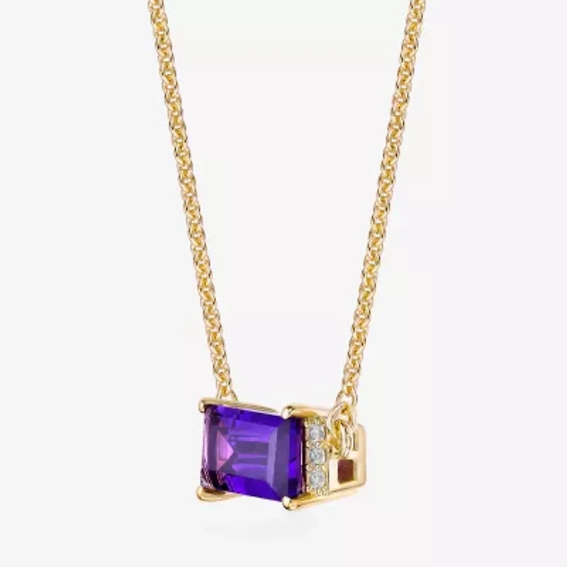 Womens Genuine Semi Precious Stone 18K Gold Over Silver Pendant Necklace
