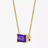 Womens Genuine Semi Precious Stone 18K Gold Over Silver Pendant Necklace
