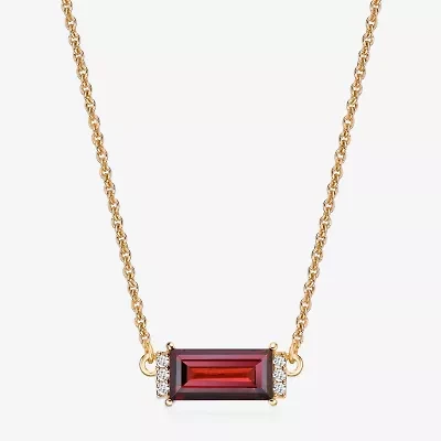 Womens Genuine Semi Precious Stone 18K Gold Over Silver Pendant Necklace