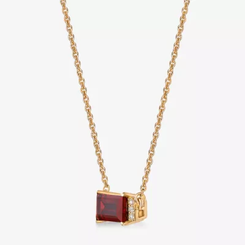 Womens Genuine Semi Precious Stone 18K Gold Over Silver Pendant Necklace