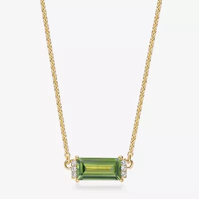 Womens Genuine Semi Precious Stone 18K Gold Over Silver Pendant Necklace