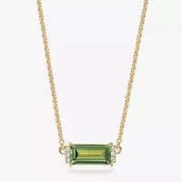 Womens Genuine Semi Precious Stone 18K Gold Over Silver Pendant Necklace