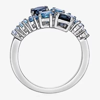 Womens Genuine Semi Precious Stone Sterling Silver Bypass Cocktail Ring