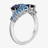 Womens Genuine Semi Precious Stone Sterling Silver Bypass Cocktail Ring