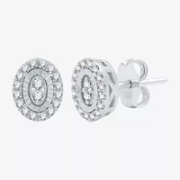 (H-I / I1) 1/4 CT. T.W. Lab Grown White Diamond Sterling Silver 8.9mm Oval Stud Earrings