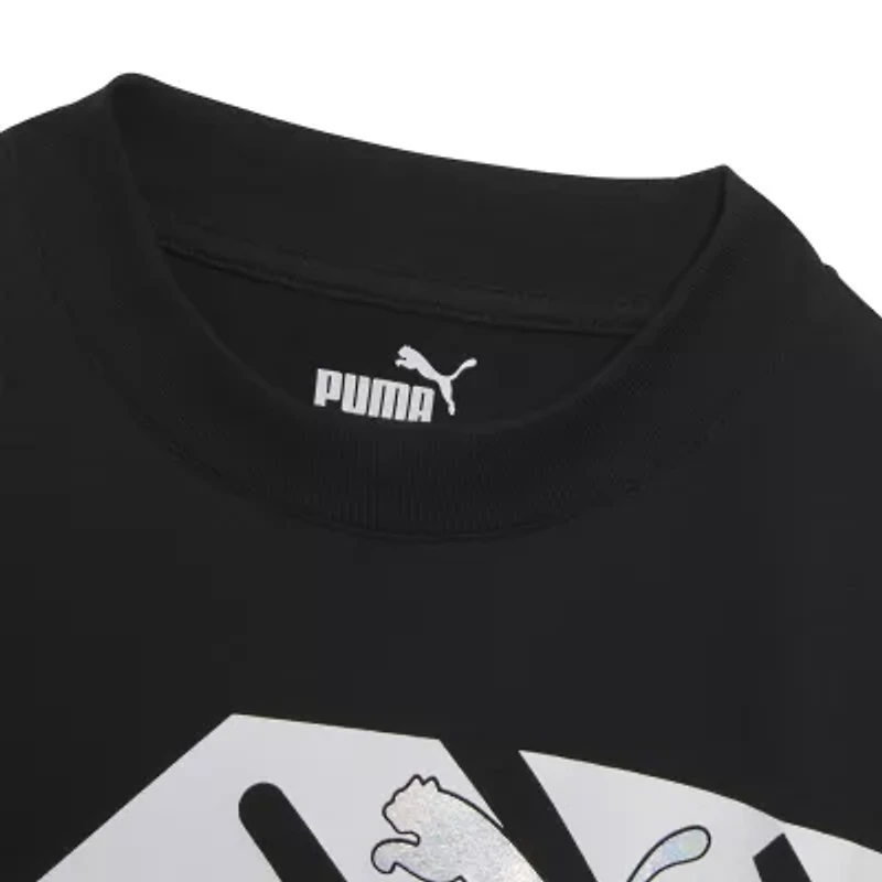 PUMA Big Kid Girls Crew Neck Short Sleeve Boxy Fit Graphic T-Shirt