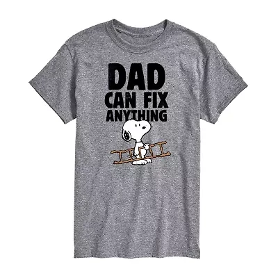 Mens Short Sleeve Peanuts Dad Can Fix Anything Graphic T-Shirt