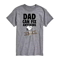 Mens Short Sleeve Peanuts Dad Can Fix Anything Graphic T-Shirt