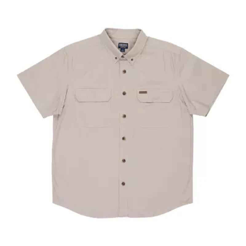 Smiths Workwear Stretch Full Swing Mens Short Sleeve Regular Fit Fabric Big and Tall Button-Down Shirt
