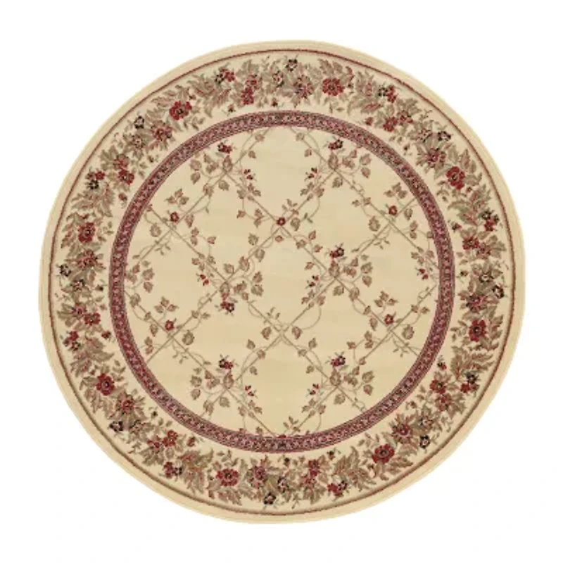 Como Trellis Traditional Oriental Indoor Round Area Rug