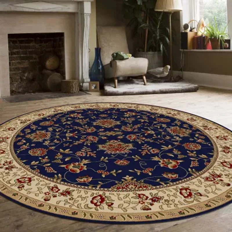 Como Terry Traditional Oriental Indoor Round Area Rug