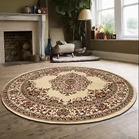 Como Medallion Traditional Oriental Indoor Round Area Rug