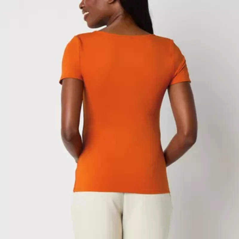 Worthington Womens U Neck Short Sleeve T-Shirt