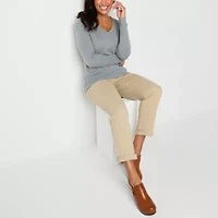 St. John's Bay Womens V Neck Long Sleeve T-Shirt